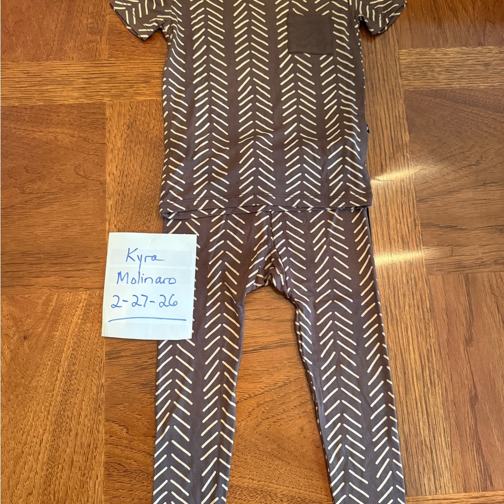 Kyte BABY Espresso Herringbone Kids Pajama Set